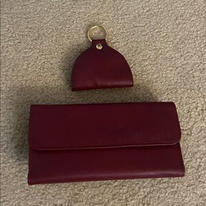 Brave Burgundy Wallet and Keychain Set